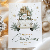 Boho Santa Car Watercolor Weihnachten
