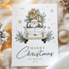 Boho Santa Car Watercolor Weihnachten