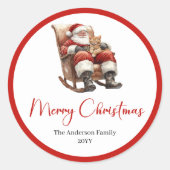 Boho Santa Claus Christmas Sticker Label Set (Vorderseite)