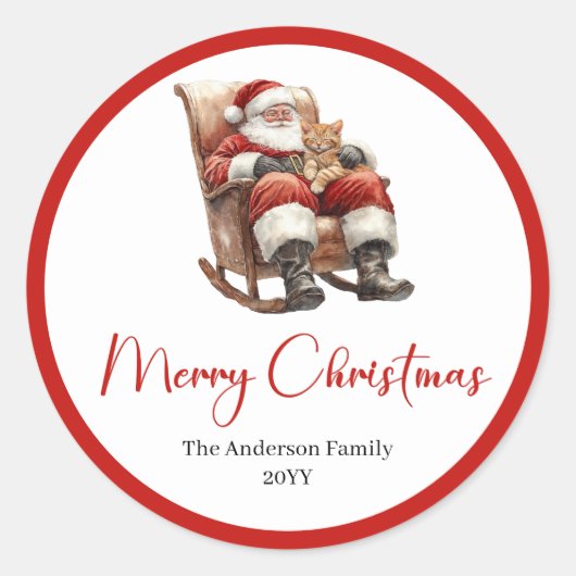 Boho Santa Claus Christmas Sticker Label Set (Vorderseite)