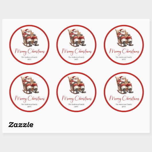 Boho Santa Claus Christmas Sticker Label Set (Blatt)