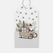 Boho Santa on Sleigh mit Geschenken Schneeflocken Geschenkanhänger (Rückseite)