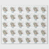 Boho Santa on Sleigh mit Geschenken Schneeflocken Geschenkpapier (Flach)