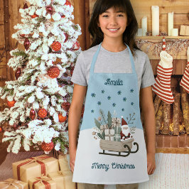 Boho Santa on Sleigh mit Geschenken Schneeflocken  Schürze