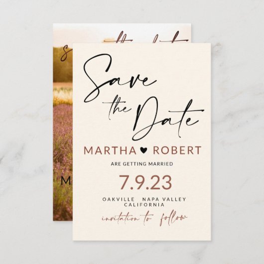 Boho Save the Date Card mit Foto (Vorne/Hinten)