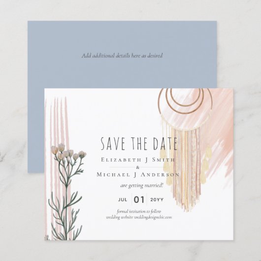 Boho Save the Date Dream Catcher Theme (Vorne/Hinten)