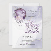 Boho Save the Date Dusty Lila Celestial Mandala Einladung (Vorderseite)