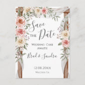 Boho Save the Date - Elegant Bohemisch Floral Ankündigungspostkarte (Vorderseite)
