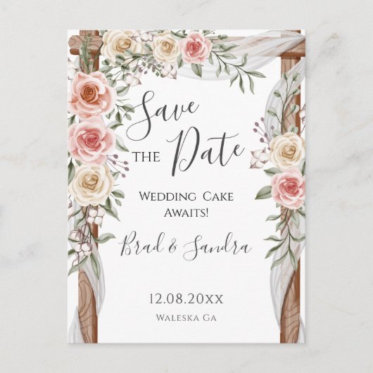Boho Save the Date - Elegant Bohemisch Floral Ankündigungspostkarte (Vorderseite)