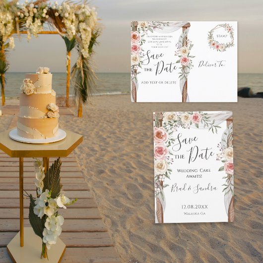 Boho Save the Date - Elegant Bohemisch Floral Ankündigungspostkarte