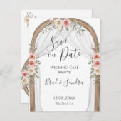Boho Save the Date - Eleganter Bohemischer Blumenb Ankündigungspostkarte (Vorne/Hinten)
