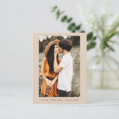 Boho Save the Date Foto Minimal Script Postkarte (Stehend Vorderseite)