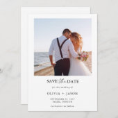 Boho Save the Date Foto Minimalistisch Save the Da Einladung (Vorne/Hinten)