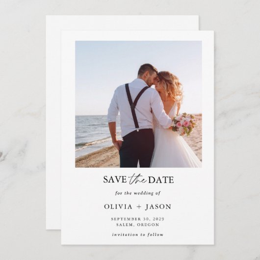 Boho Save the Date Foto Minimalistisch Save the Da Einladung (Vorne/Hinten)