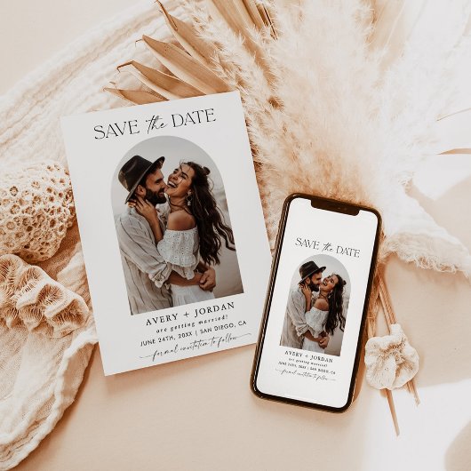 Boho Save the Date, Foto Save the Date Minimalisti Einladung