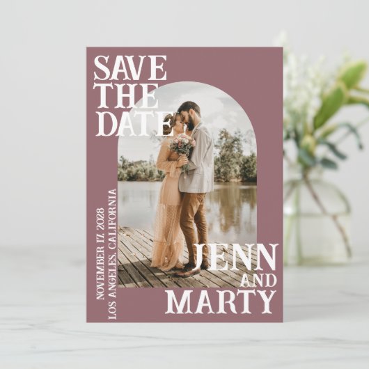 Boho Save the Date, Foto Save the Date Minimalisti Einladung (Stehend Vorderseite)
