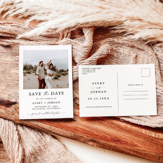 Boho Save the Date, Foto Save the Date Minimalisti Postkarte