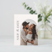 Boho Save the Date, Foto Save the Date Minimalisti Postkarte (Stehend Vorderseite)