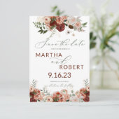Boho Save the Date Karte mit Foto Terracota Sage (Stehend Vorderseite)