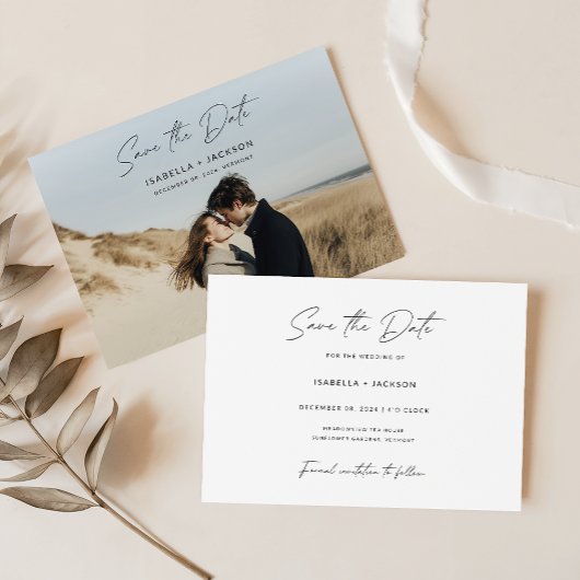 Boho Save the Date, Minimalistisches Foto Save the Einladung