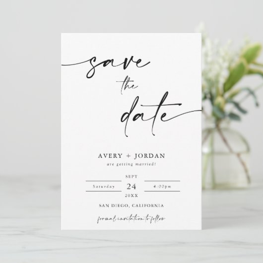 Boho Save the Date Modern Save the Date Minimalist Einladung (Stehend Vorderseite)