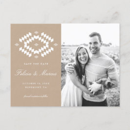 Boho Save the Date Postcard, Kraft Ankündigungspostkarte