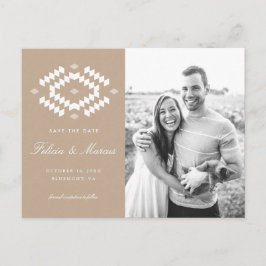 Boho Save the Date Postcard, Kraft Ankündigungspostkarte