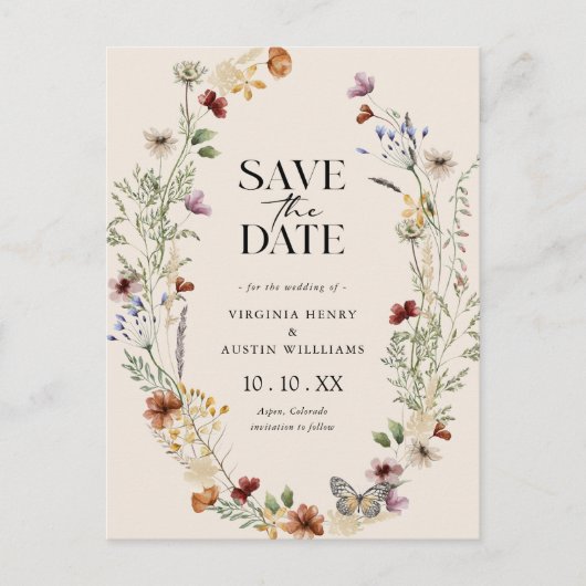 Boho Save the Date Postcard Postkarte (Vorderseite)