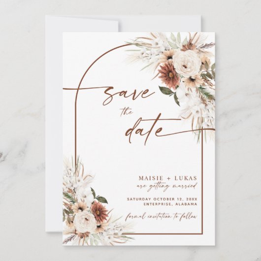 Boho Save the Date, Rustikale Fall Verlobung Einladung (Vorderseite)