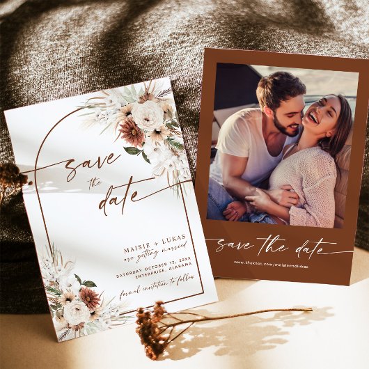 Boho Save the Date, Rustikale Fall Verlobung Einladung