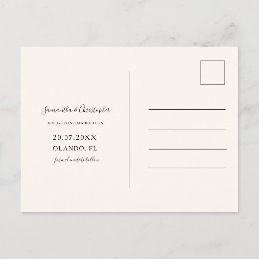 Boho Save the Date Wildblume & Foto Postkarte (Rückseite)