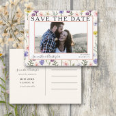 Boho Save the Date Wildblume & Foto Postkarte