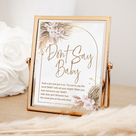 Boho Say Baby Game Pampas Grass Baby Shower Poster