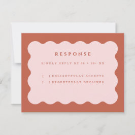Boho Scallop Terracotta & Blush Wedding RSVP Karte