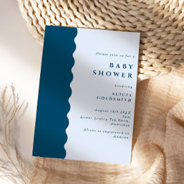 Boho Scalloped Edge Blue Baby Dusche Einladung