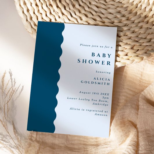 Boho Scalloped Edge Blue Baby Dusche Einladung