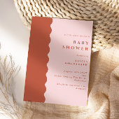 Boho Scalloped Edge Terracotta & Blush Baby Dusche Einladung