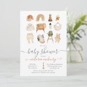 Boho Scandi Baby Shower Einladung (Stehend Vorderseite)