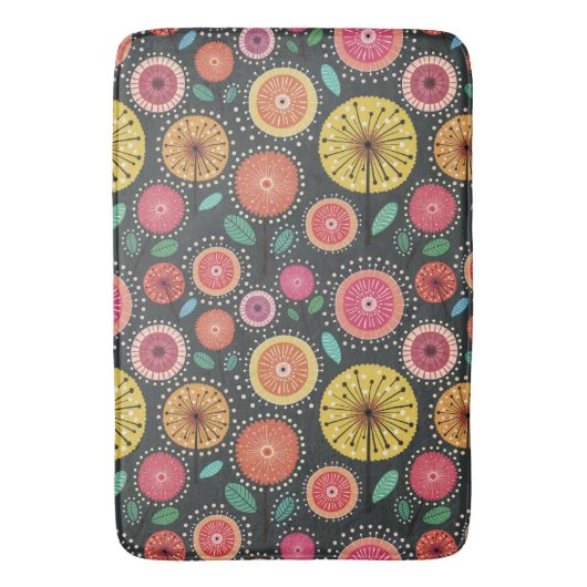 Boho Scandi Folk Blume Muster Badematte (Vorderseite Vertikal)