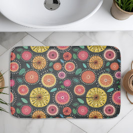 Boho Scandi Folk Blume Muster Badematte