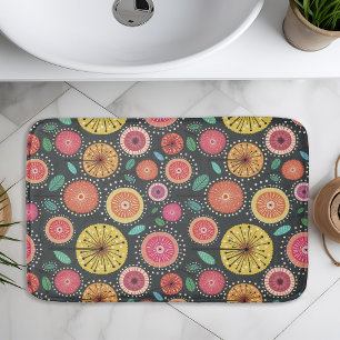 Boho Scandi Folk Blume Muster Badematte