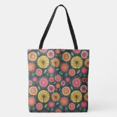 Boho Scandi Folk Blume Muster Tasche (Vorderseite)