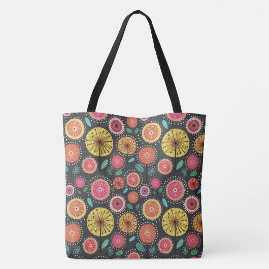 Boho Scandi Folk Blume Muster Tasche (Rückseite)