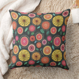 Boho Scandi Folk Blume Muster Throw Pillow Kissen