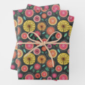 Boho Scandi Folk Blume Muster Wrapping Paper Geschenkpapier Set (Beispiel)