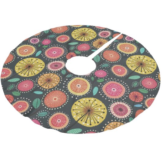 Boho Scandi Folkloremuster Polyester Weihnachtsbaumdecke (Schrägansicht)