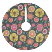 Boho Scandi Folkloremuster Polyester Weihnachtsbaumdecke (Vorderseite)