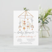 Boho Scandi Mobile Baby Shower Einladung (Stehend Vorderseite)