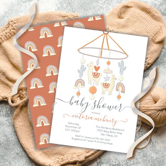 Boho Scandi Mobile Baby Shower Einladung