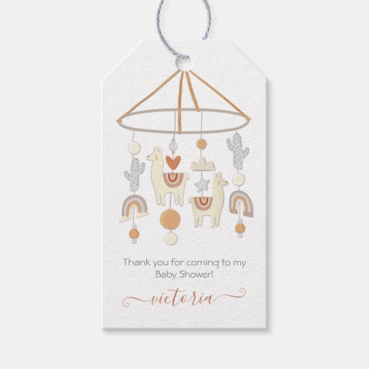 Boho Scandi Mobile Baby Shower Geschenkanhänger (Vorderseite)